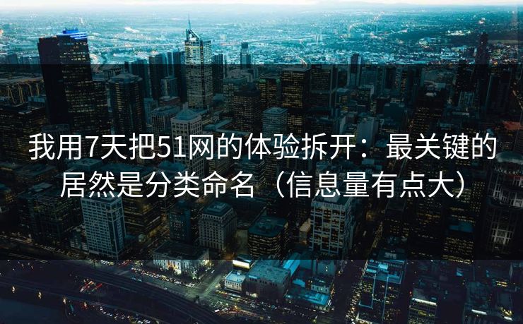 我用7天把51网的体验拆开：最关键的居然是分类命名（信息量有点大）