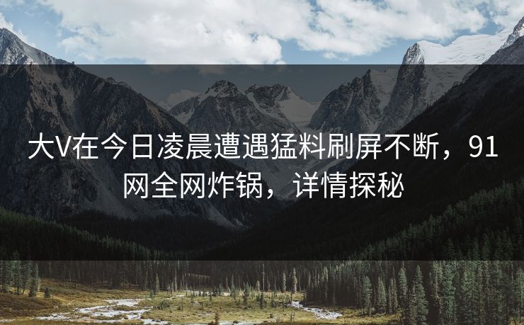 大V在今日凌晨遭遇猛料刷屏不断，91网全网炸锅，详情探秘