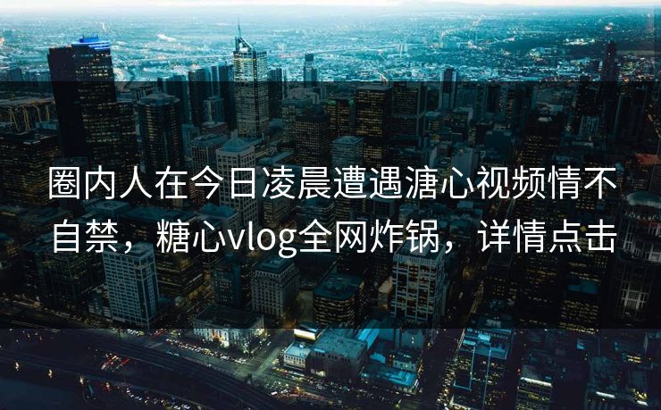 圈内人在今日凌晨遭遇溏心视频情不自禁，糖心vlog全网炸锅，详情点击